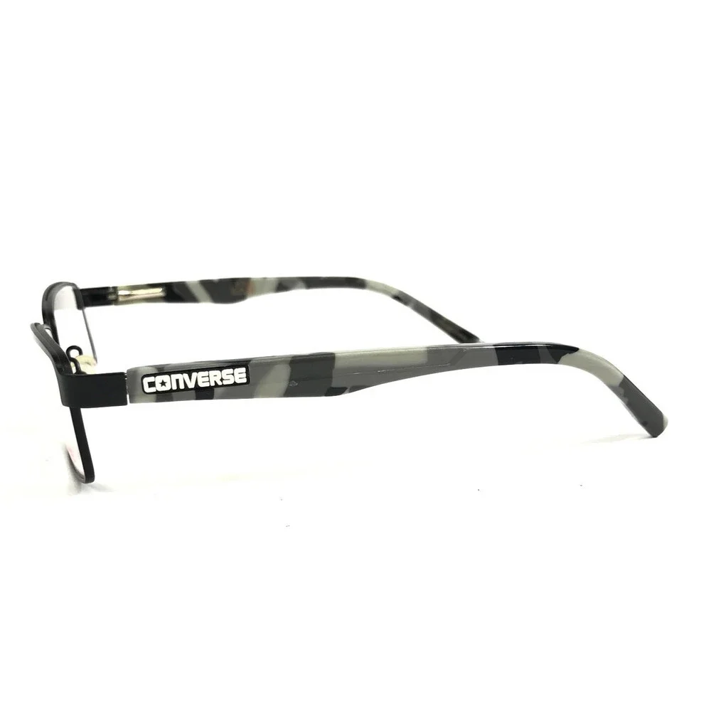 Converse Kids Eyeglasses Frames K012 BLACK Grey Rectangular Full Rim 50-16-130